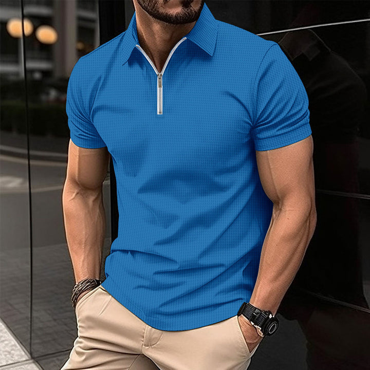 Herren Polohemd mit modernem Reißverschluss und strukturiertem Design Aliams