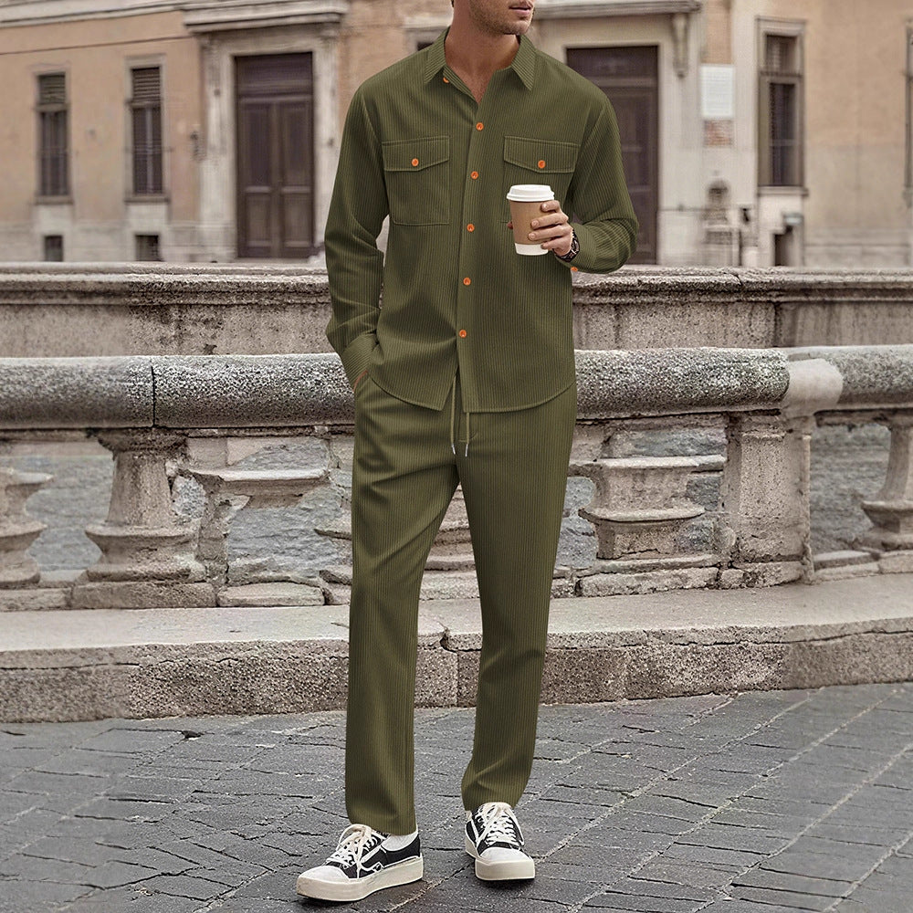 Herren gestreiftes Freizeit-Anzugset mit modischen Details Aliams