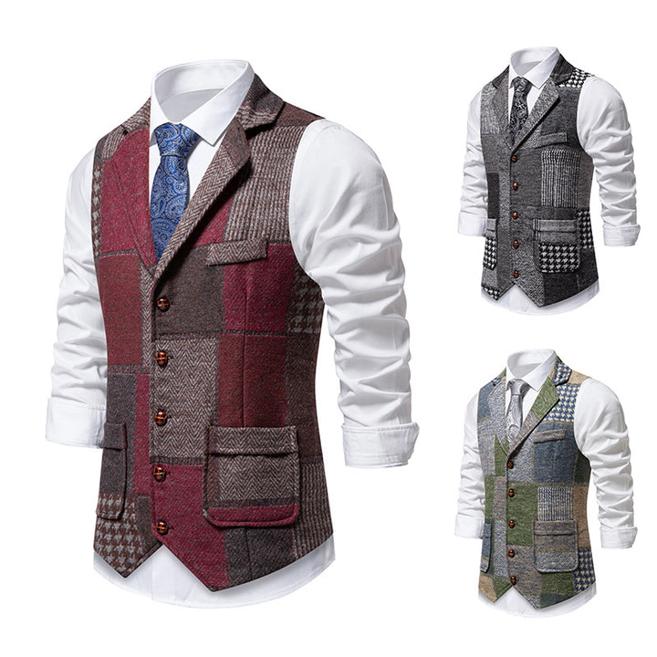 Herren elegante Patchwork Weste Aliams