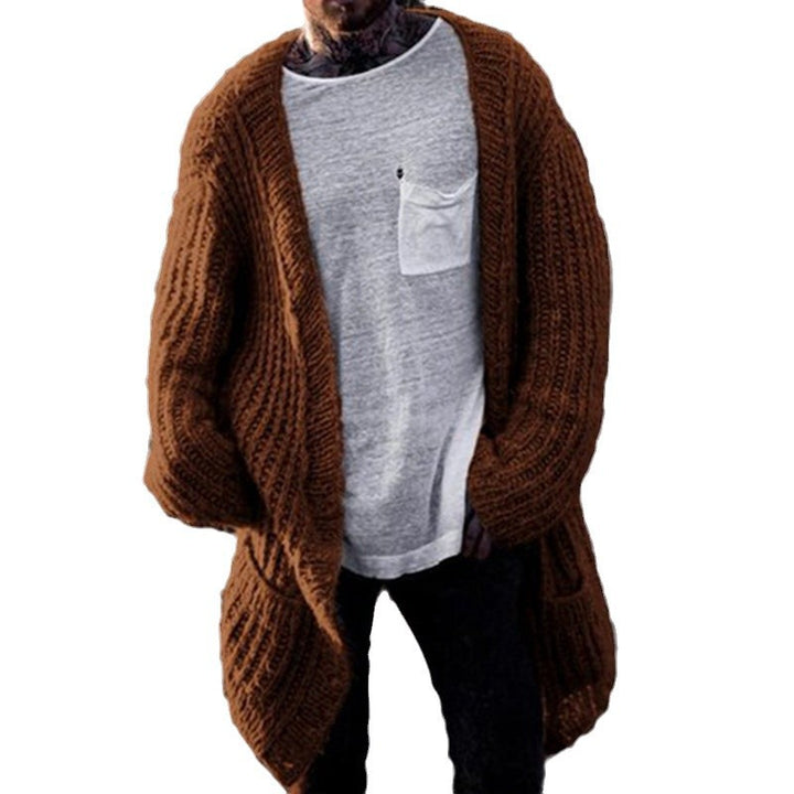 Herren Großer Strickcardigan mit tiefem Schnitt und strukturiertem Design Aliams