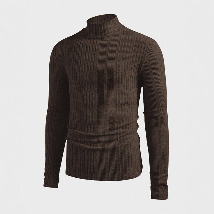 Herren Strickpullover mit hohem Kragen und Rippstruktur Aliams