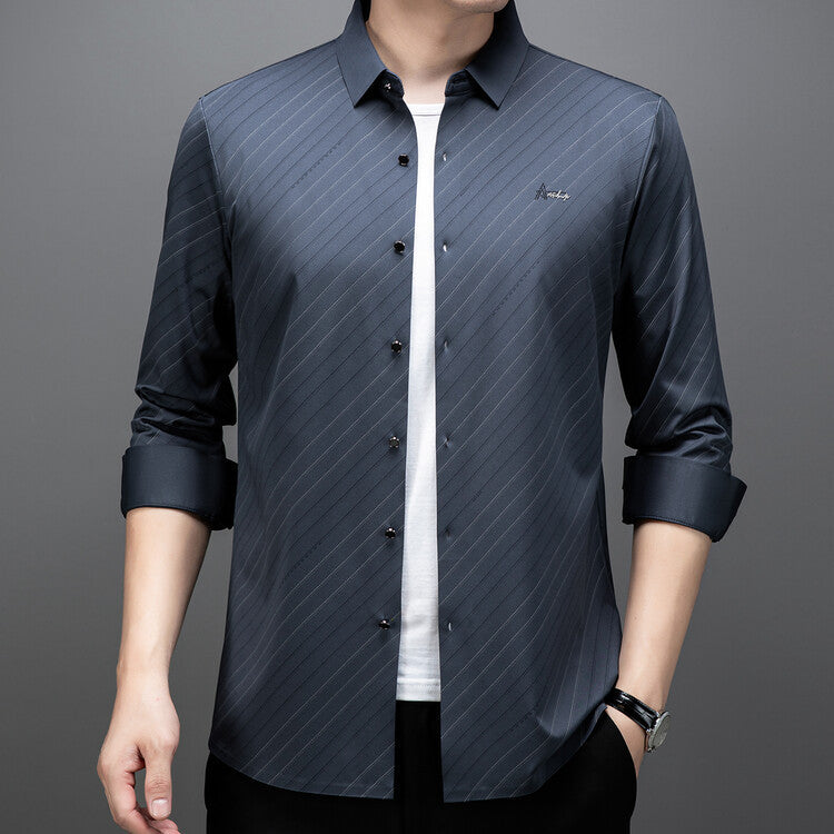 Herren elegantes Langarmhemd mit modernem Streifenmuster Aliams