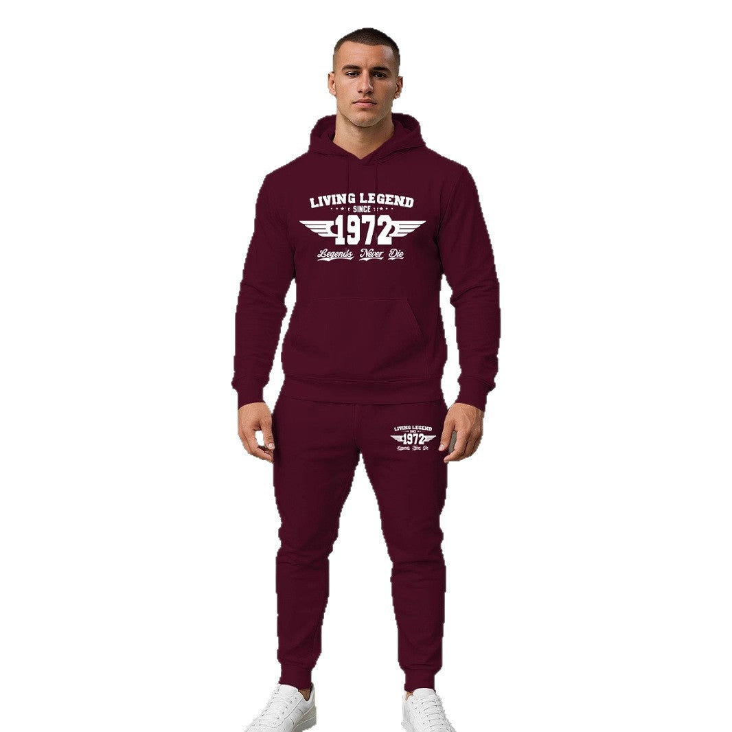 Herren Hoodie und Jogginghose Set mit modernem Druck Aliams