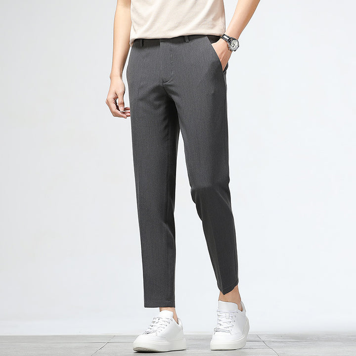 Herren bequeme Chinohose mit schmalem Schnitt und elastischem Bund Aliams