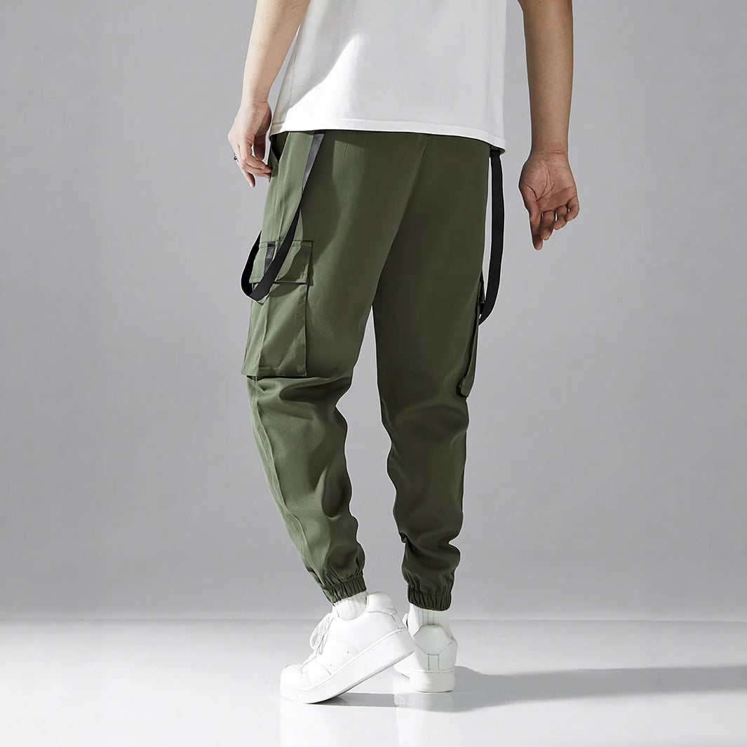 Herren bequeme Cargo-Hose mit verstellbaren Trägern Aliams