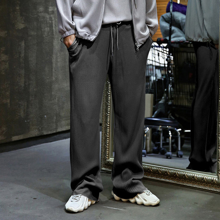 Herren Sportliche Ripp-Trainingshose mit verstellbarem Bund und Seitentaschen Aliams