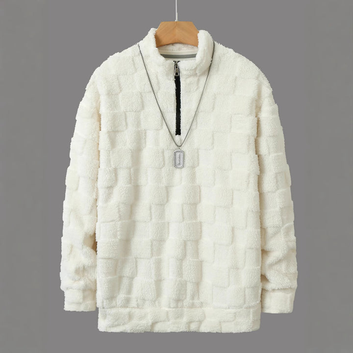 Herren Fleece-Pullover mit durchgehendem Reißverschluss und strukturiertem Design Aliams