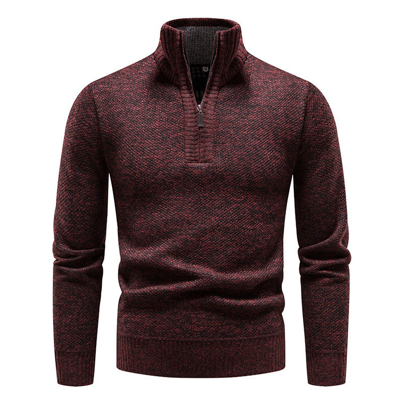 Herren eleganter Strickpullover mit modernem Stehkragen und Reißverschluss Aliams