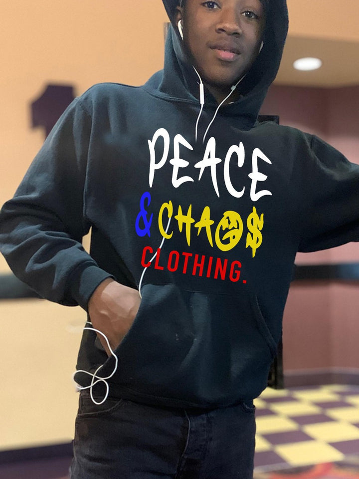 Herren Kapuzenpullover mit auffälligem Schriftzug und praktischen Taschen Aliams