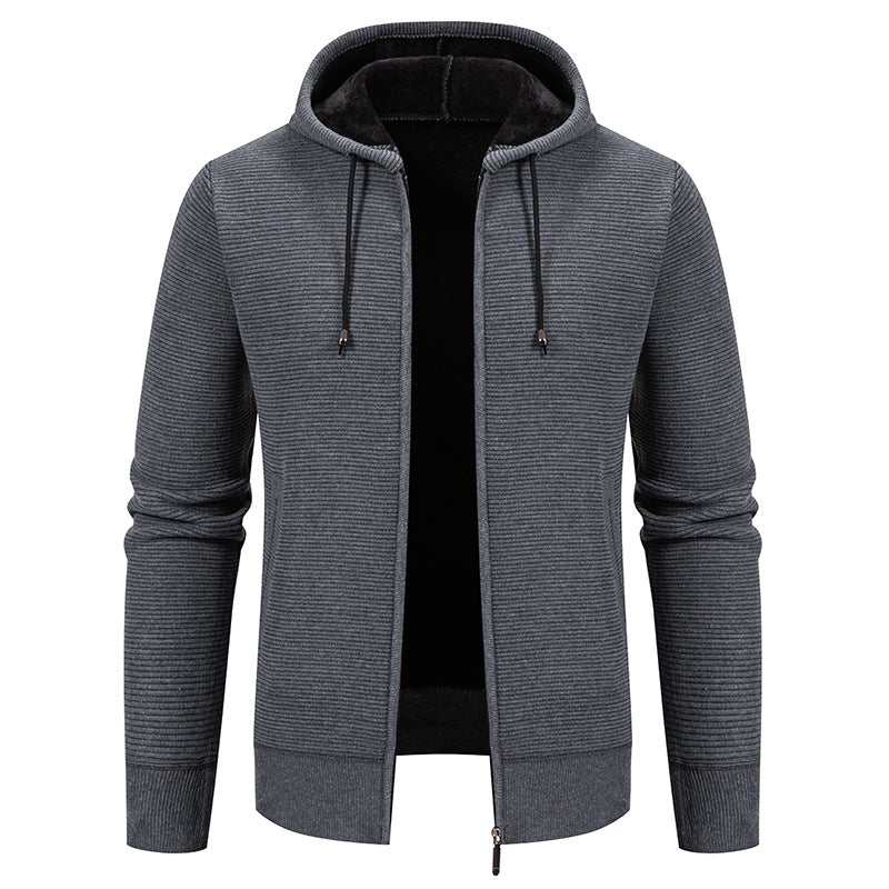 Herren sportliche Fleecejacke mit hohem Kragen und Reißverschluss Aliams