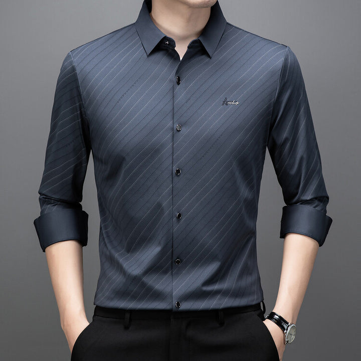 Herren elegantes Langarmhemd mit modernem Streifenmuster Aliams