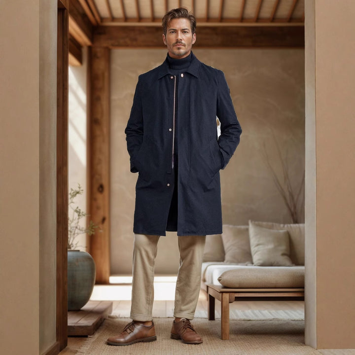 Herren eleganter Mantel mit praktischen Taschen und modernem Kragen Aliams