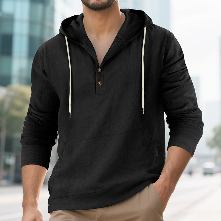 Herren Kapuzensweater mit Knopfleiste und praktischen Taschen Aliams