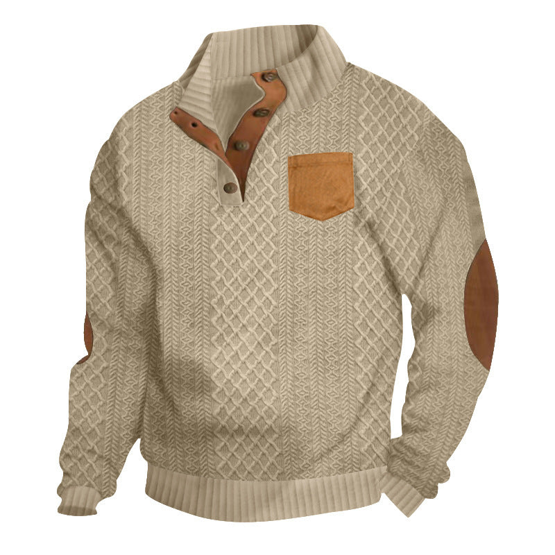 Herren Grobstrick Pullover mit modernen Leder-Details Aliams