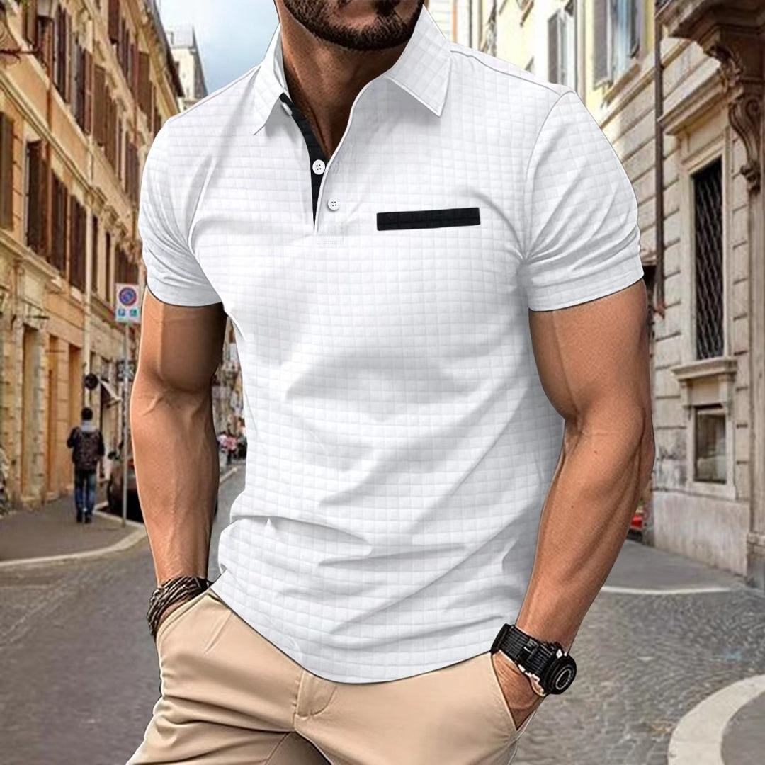 Herren elegantes Kurzarm-Polohemd mit strukturiertem Design Aliams