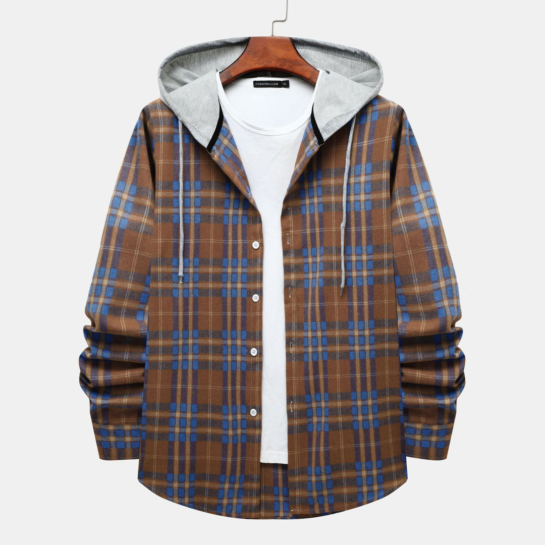 Herren Karo-Hemdjacke mit integrierter Kapuze und lässigem Design Aliams