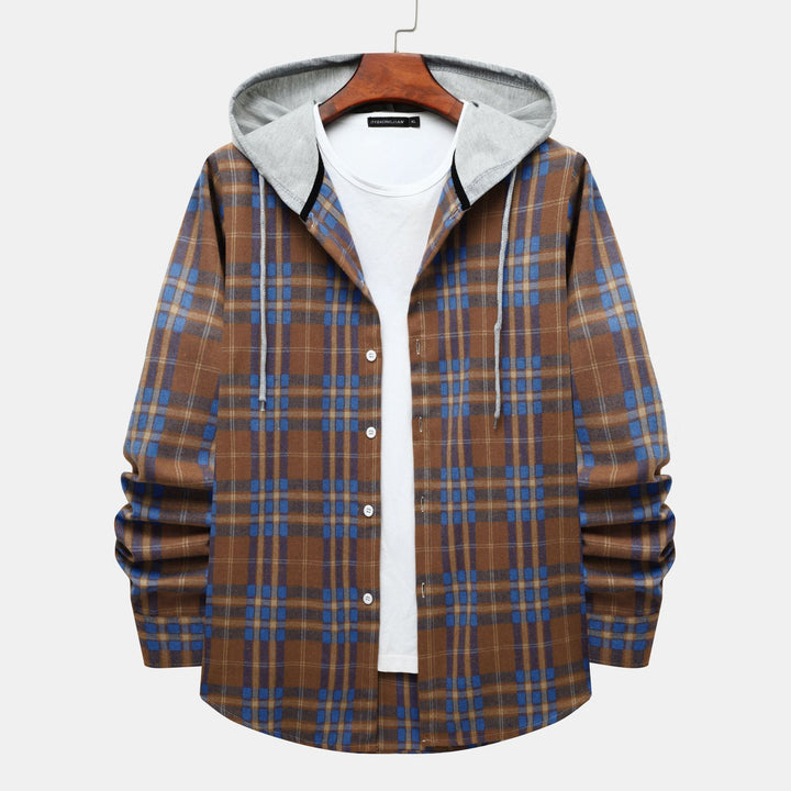 Herren Karo-Hemdjacke mit integrierter Kapuze und lässigem Design Aliams