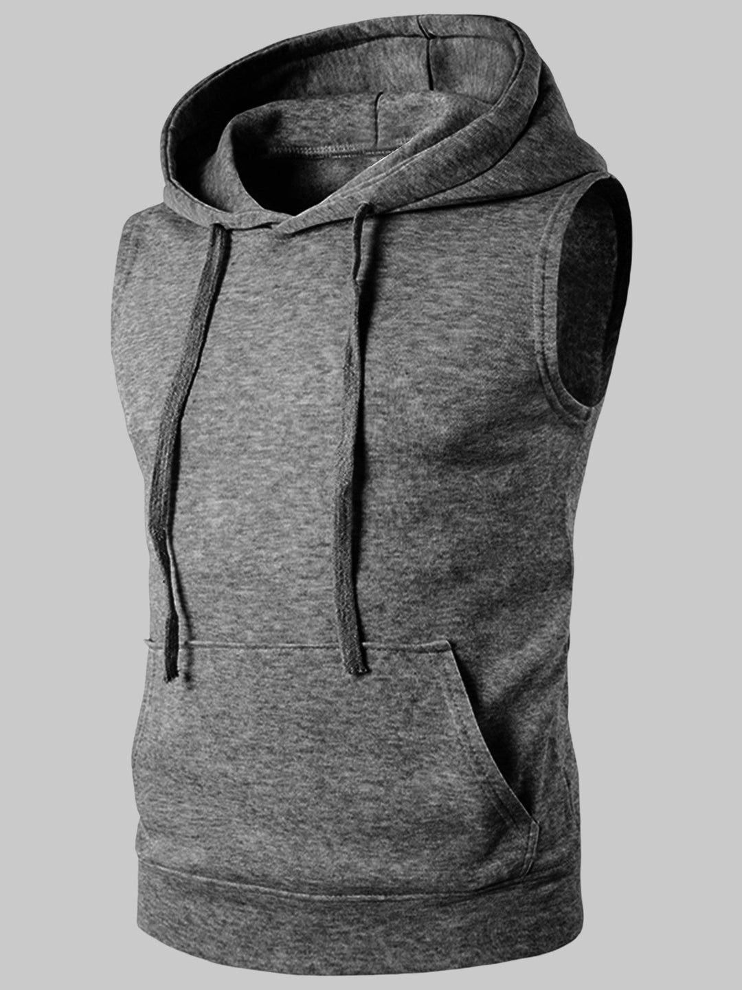 Herren ärmelloses Kapuzenshirt mit geräumiger Kängurutasche und atmungsaktiven Materialien Aliams