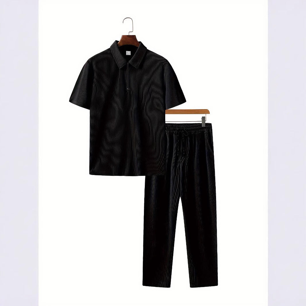 Herren Sportliches Kurzarm-Set mit Kragen und Reißverschluss Aliams