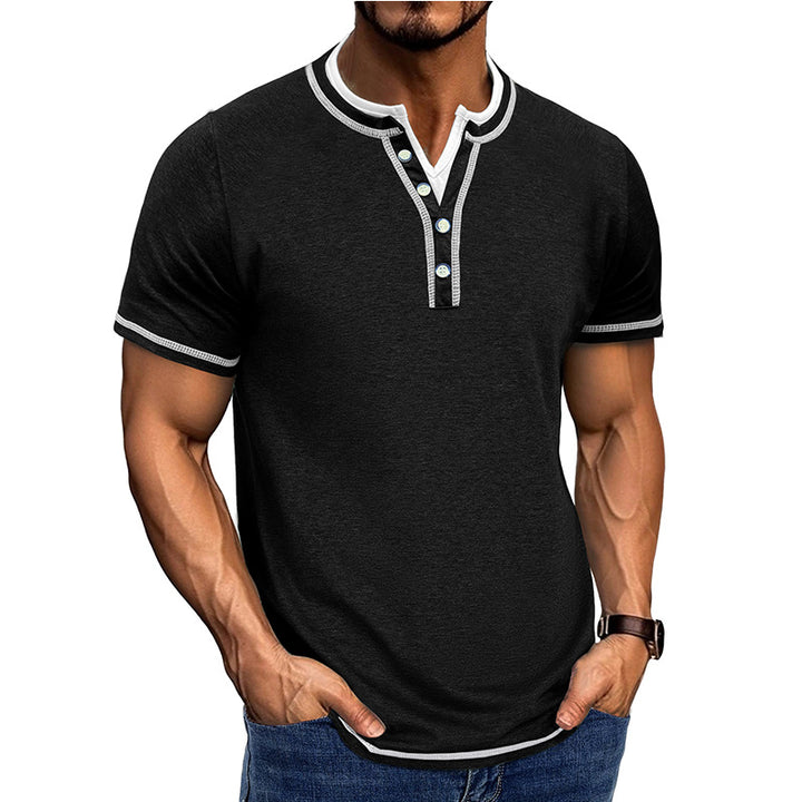 Herren Kurzarm-Henley-Shirt mit edler Knopfleiste und bequemen Schnitt Aliams