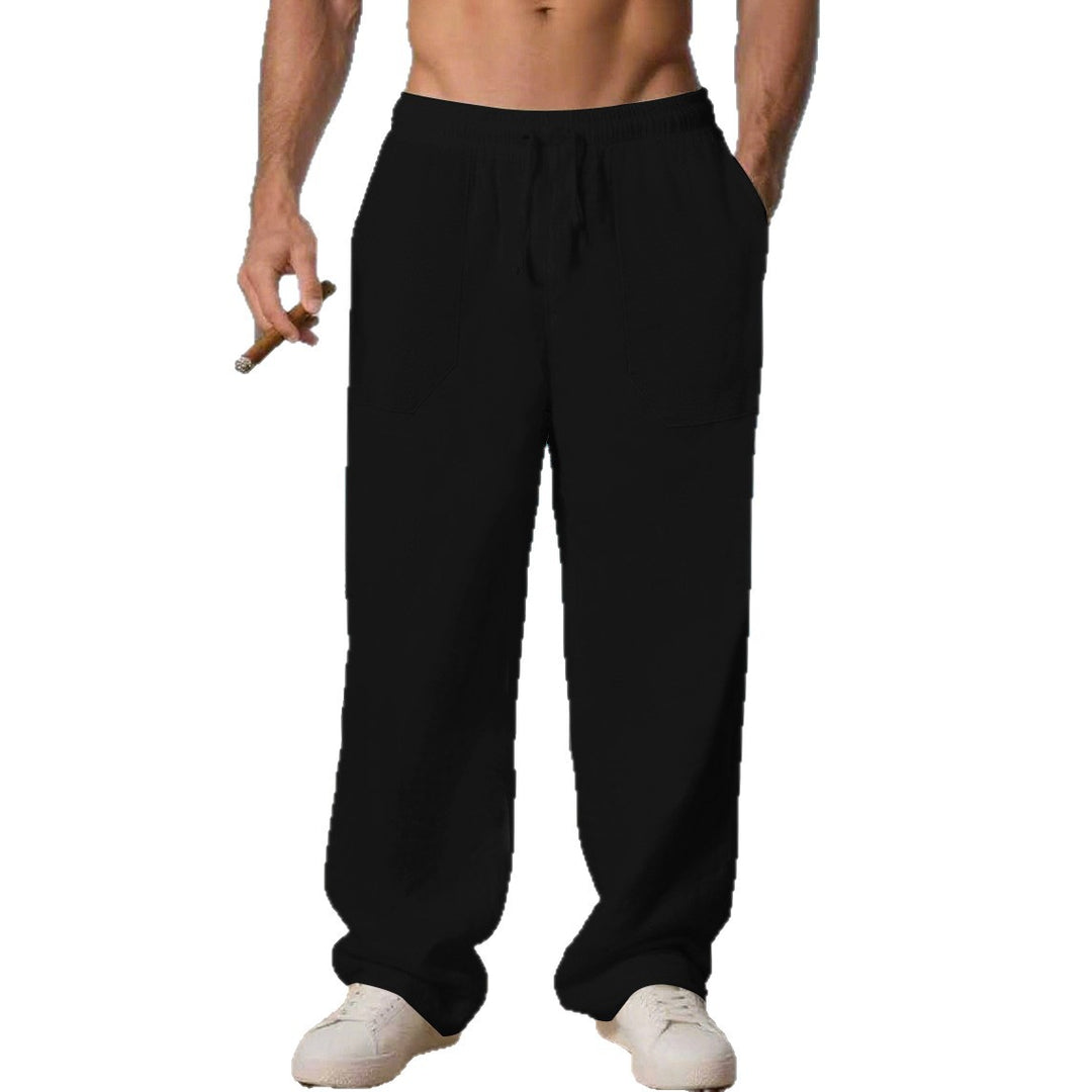 Herren Bequeme Strandhose mit seitlichen Taschen und elastischem Bund Aliams