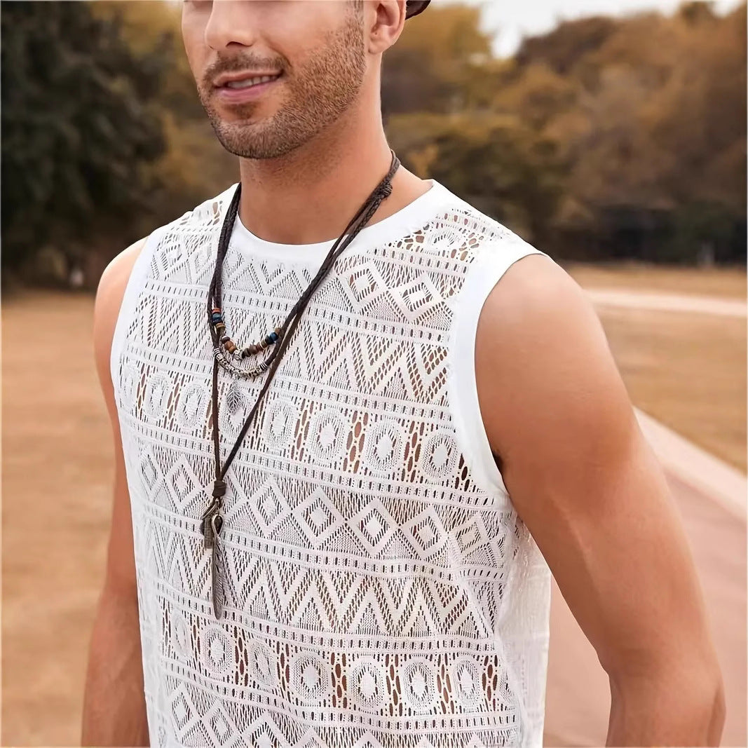 Herren Ärmelloses Netzshirt mit strukturiertem Design Aliams