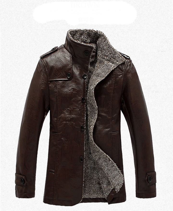 Herren Kunstlederjacke mit warmem Innenfutter Aliams