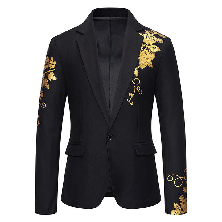 Herren eleganter Blazer mit floralem Gold-Design Aliams