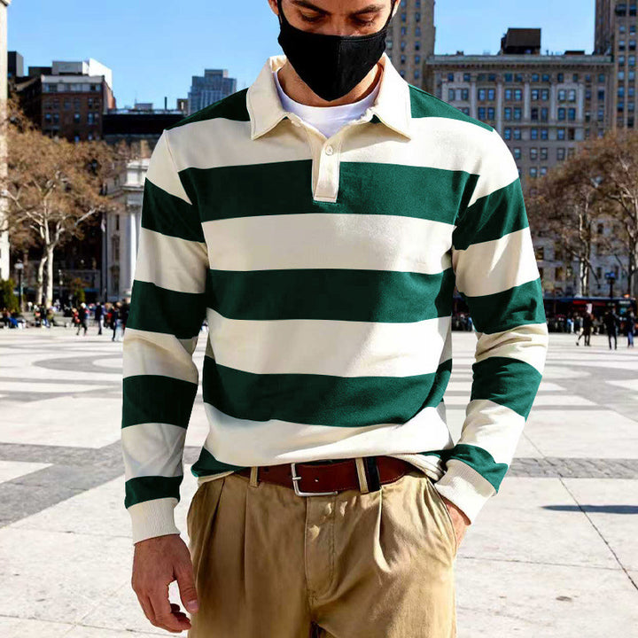 Herren gestreiftes Langarm-Polohemd Aliams