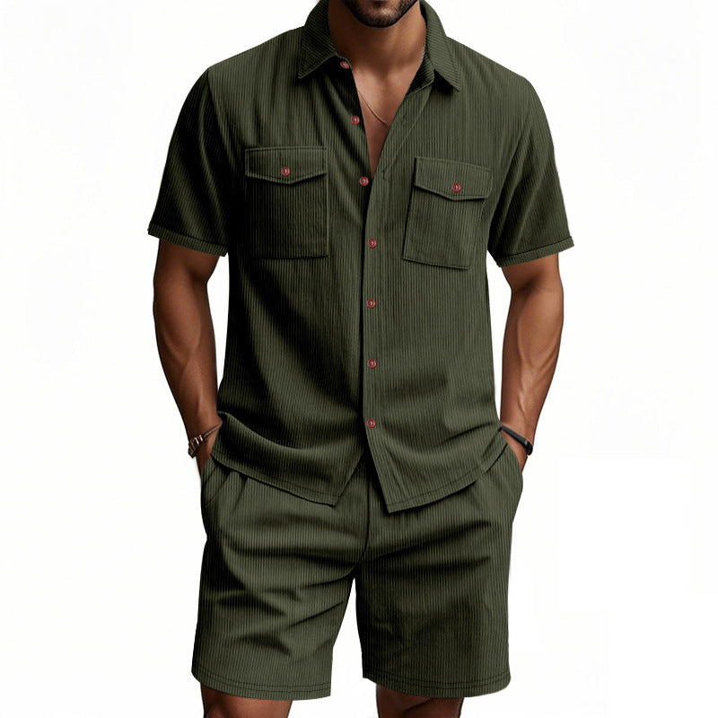 Herren Kurzarm Hemd und Shorts Set Aliams