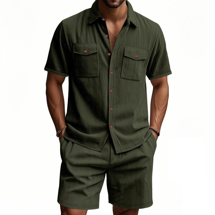 Herren Kurzarm Hemd und Shorts Set Aliams