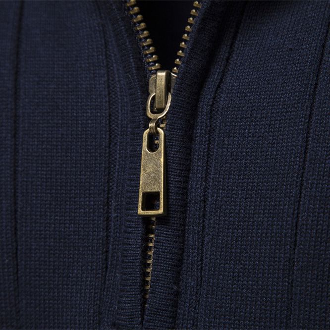 Herren Pullover mit eleganter Rippstruktur und halbem Reißverschluss Aliams