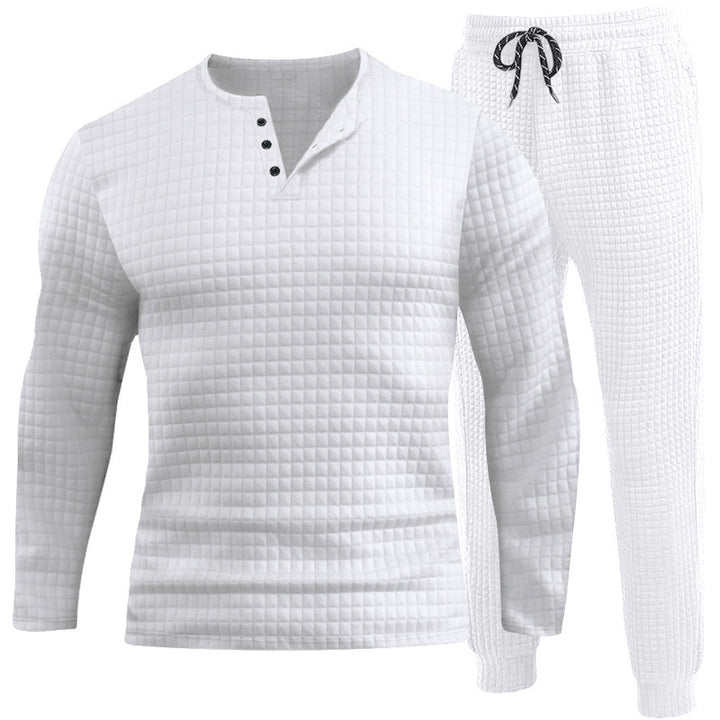 Herren Dreiteiliges Set mit strukturiertem Langarmshirt und Jogginghose Aliams