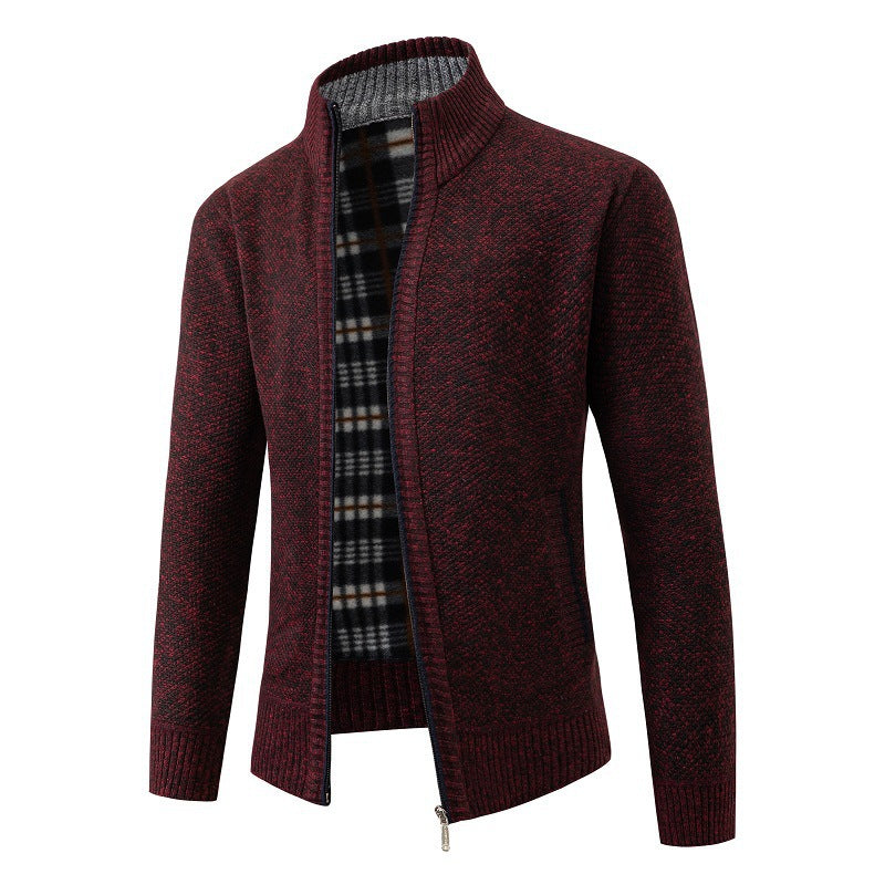 Herren elegante Strickjacke mit hohem Kragen und praktischem Reißverschluss Aliams