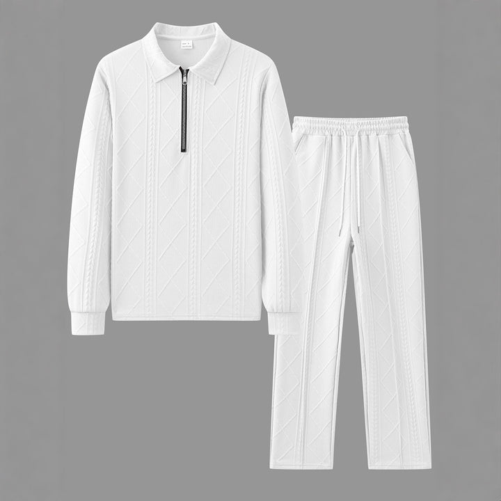 Herren gemütlicher Freizeitanzug mit Reißverschluss und Rippstruktur Aliams