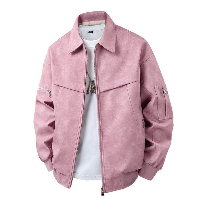 Herren Kunstlederjacke im lässigen Biker-Stil mit praktischen Taschen Aliams