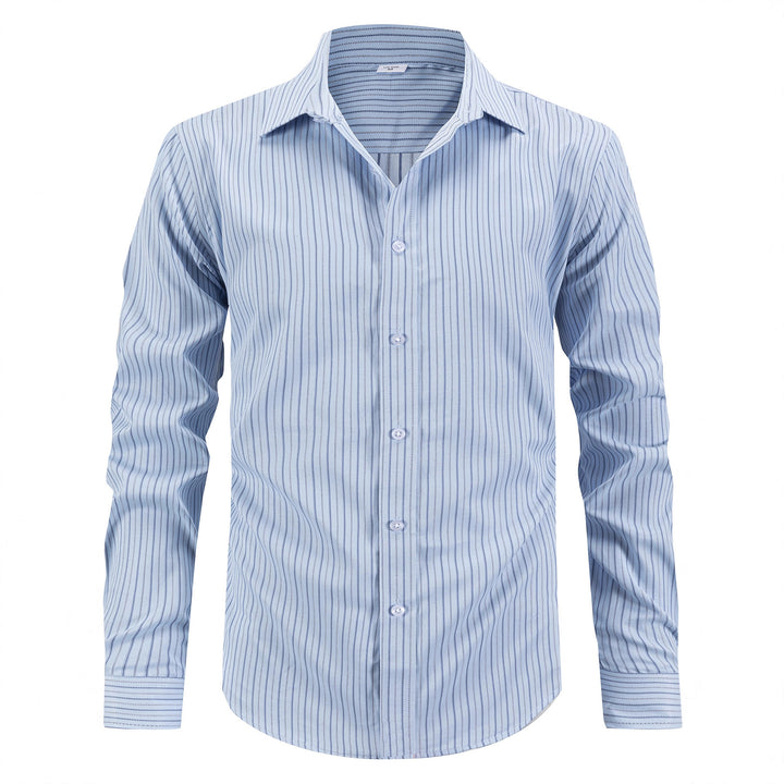 Herren elegantes Langarmhemd mit feinen Streifen und modernem Schnitt Aliams