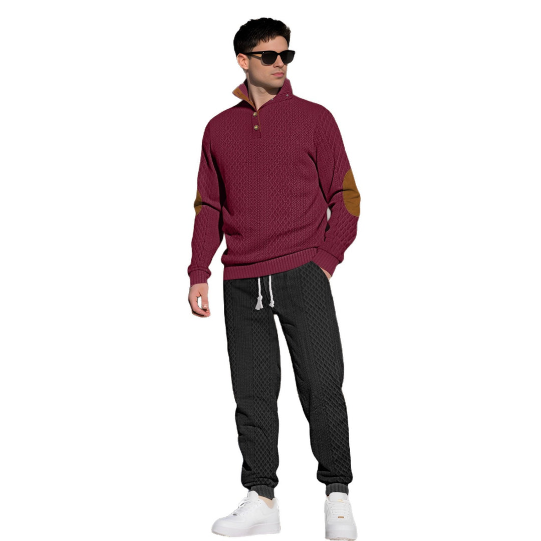 Herren Bequemer Strickpullover mit Stehkragen und modischen Knöpfen Aliams