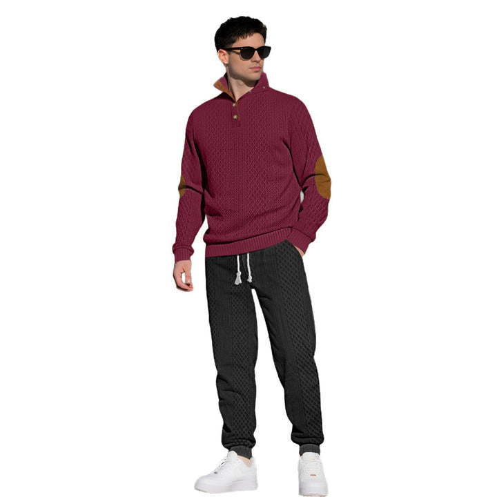 Herren Bequemer Strickpullover mit Stehkragen und modischen Knöpfen Aliams