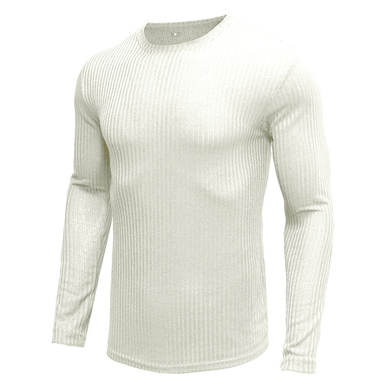 Herren Rippstrick Langarmshirt mit Rundhalsausschnitt Aliams