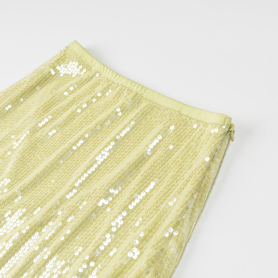 Damen Glitzernder Minirock mit Schimmernden Pailletten und Elastischem Bund Aliams