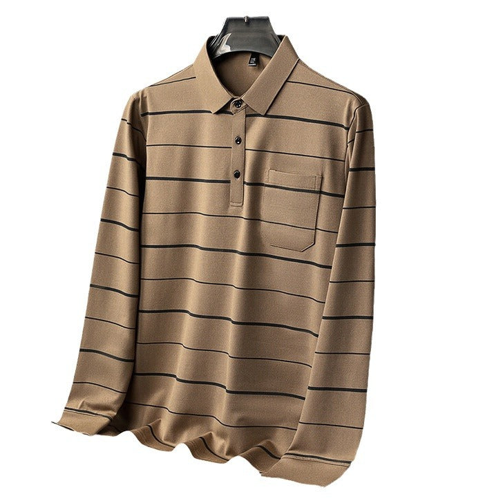 Herren elegantes Kurzarm-Poloshirt mit modischem Streifenmuster Aliams