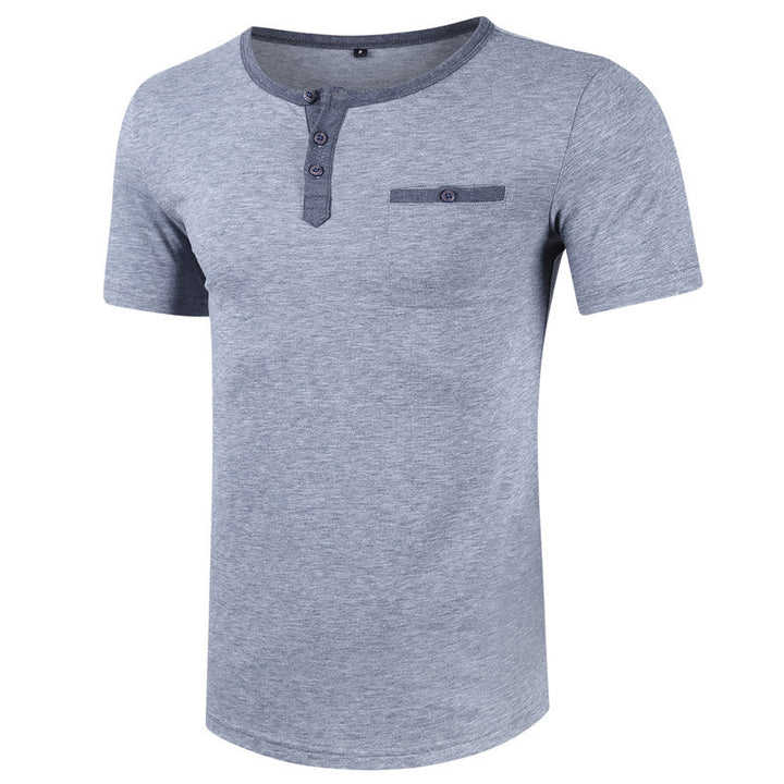 Herren Kurzarm-Henley Shirt mit strukturiertem Kragen Aliams