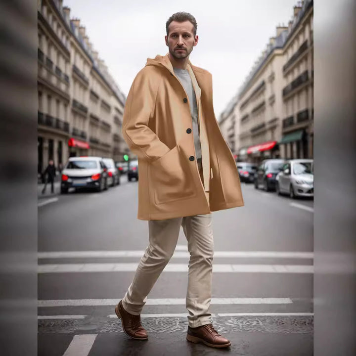 Herren Kapuzenmantel aus weichem Material Aliams