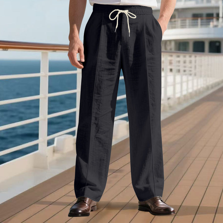 Herren elegante Freizeithose mit verstellbarem Kordelzug und atmungsaktiver Struktur Aliams