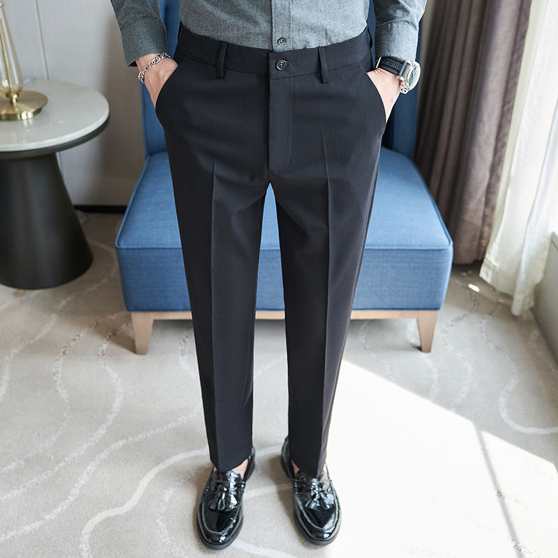 Herren elegante Anzughose mit schlanker Passform und feinem Streifenmuster Aliams