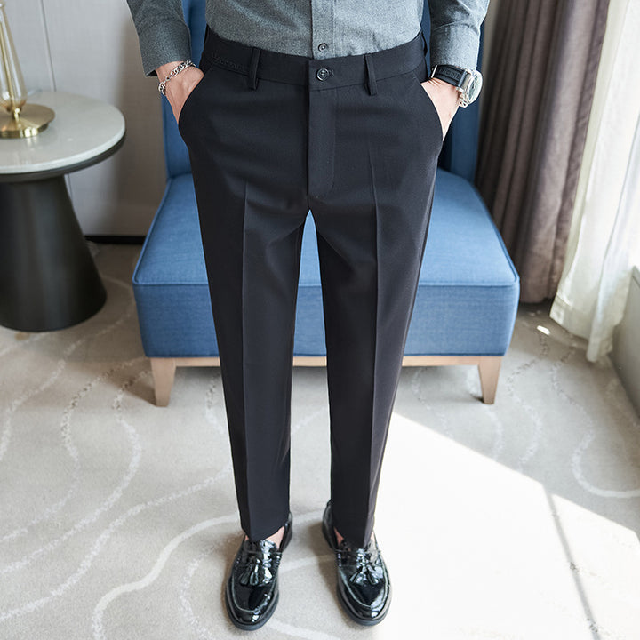 Herren elegante Anzughose mit schlanker Passform und feinem Streifenmuster Aliams