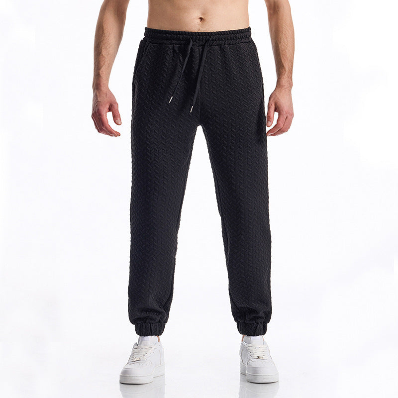 Herren bequeme Freizeithose mit elastischem Bund und Strukturmuster Aliams