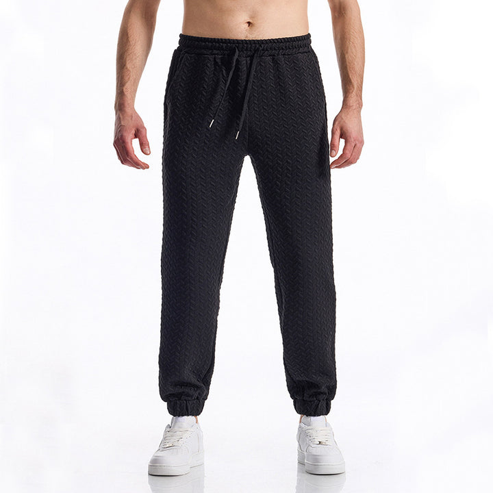 Herren bequeme Freizeithose mit elastischem Bund und Strukturmuster Aliams
