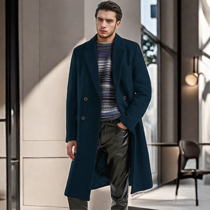 Herren eleganter Doppelreihiger Wollmantel Aliams